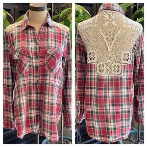 Altar’d State Plaid Tartan Button Down crochet